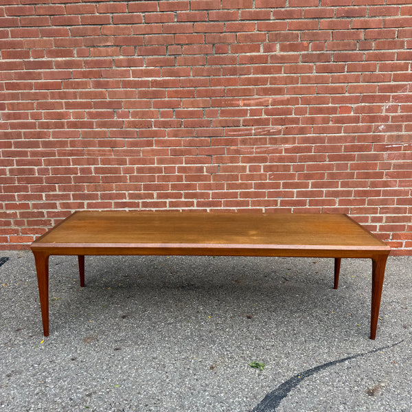 Johannes Andersen Teak Danish Modern Coffee Table with Pull-Out Laminate Shelf