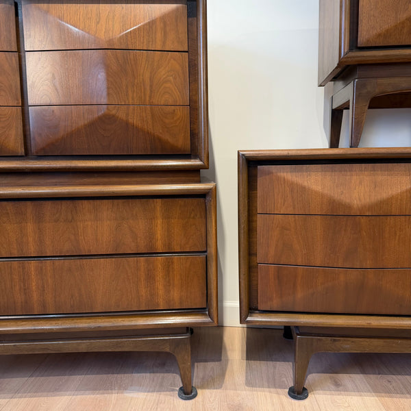 MCM Untied “Diamond” front Walnut Bedroom Set
