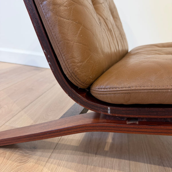 Sohheim for Rybo Rykken Style Bent Rosewood and Leather Lounge Chair