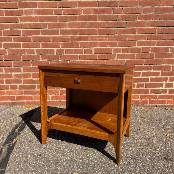 Broyhill Brasilia Mid-Century Modern Walnut & Brass Nightstand - Includes Reconditioning