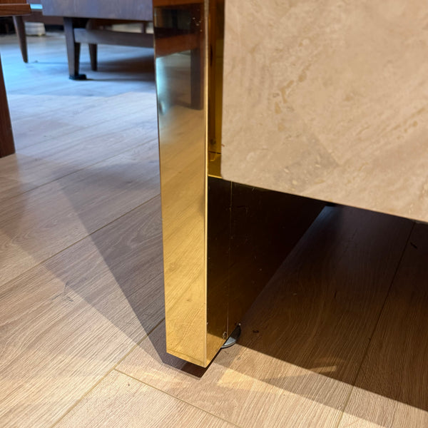 Postmodern Ello Travertine and Brass Credenza