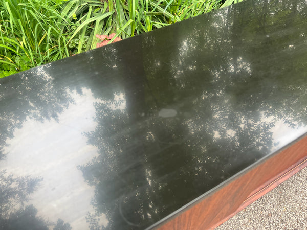 Mid-Century Modern Rosewood Cabinet with Black Stone
