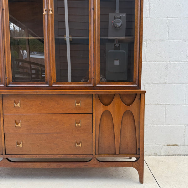 Broyhill Brasilia Two Piece Walnut Hutch China Cabinet