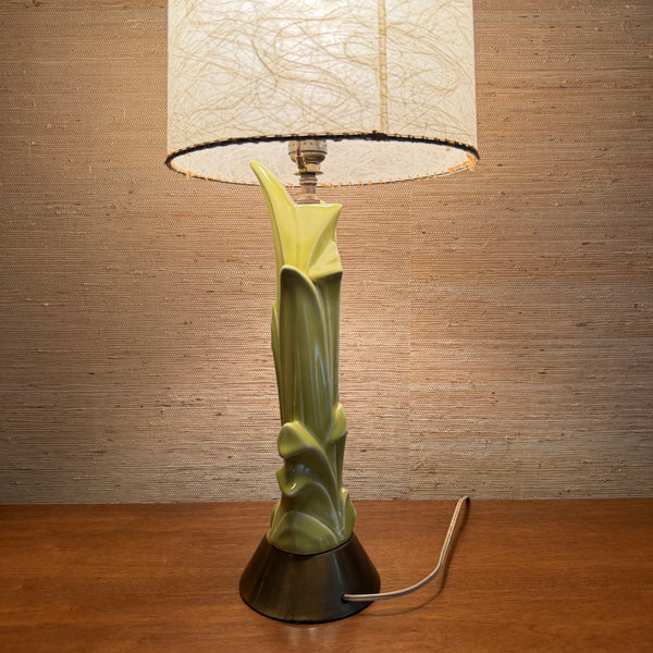 Mid Century Modern Ceramic and Brass 3-way Table Lamp