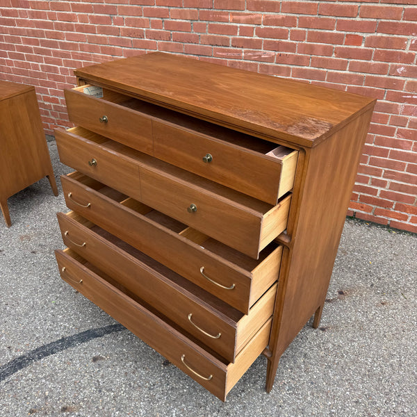 Vintage Broyhill Forward Walnut Highboy Dresser