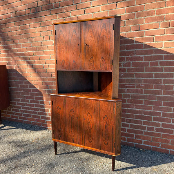 Carlo Jensen Style Danish Modern Rosewood Corner Cabinet