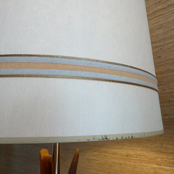 Pair of Sculptural Mid Century Modern Walnut and Brass Table Lamps