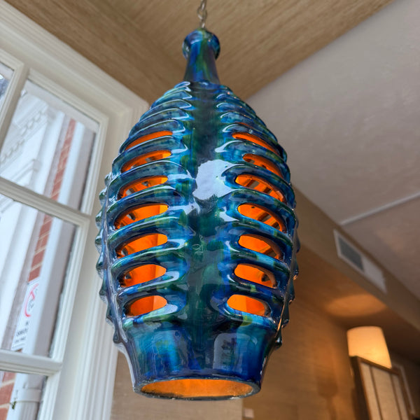 Mid Century Modern Glazed Ceramic Swag Light