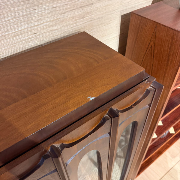 Vintage Tobago Brutalist Mid-Century Modern Walnut Display Cabinet on Custom Legs