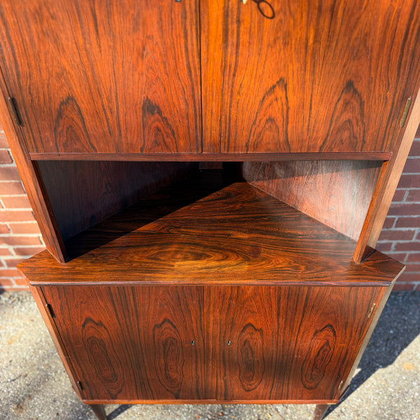 Carlo Jensen Style Danish Modern Rosewood Corner Cabinet