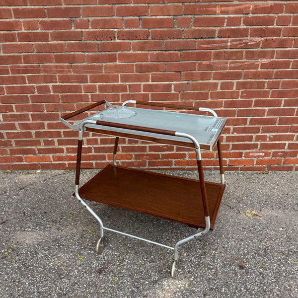 Mid-Century Modern Salton Hotable Automatic Food Warmer and Rolling Bar Cart