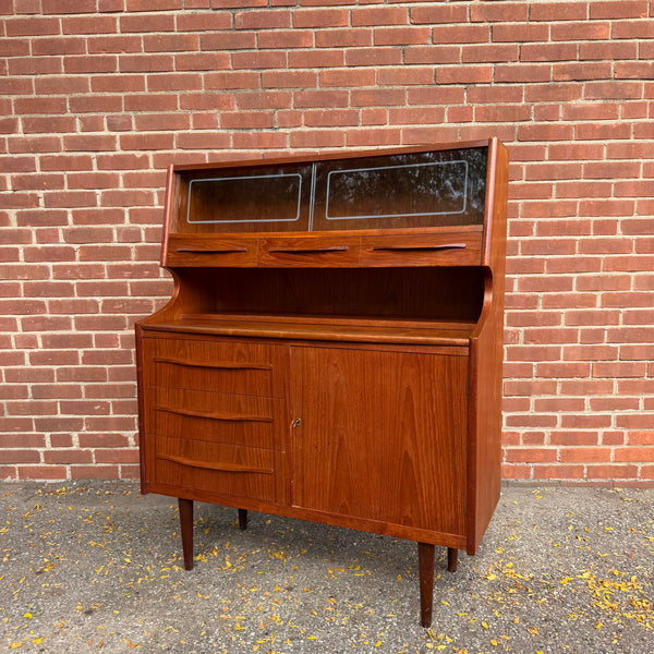1960s Danish Modern Teak Secretary Desk Hutch by Sejling Skabe N.P. Nielsen
