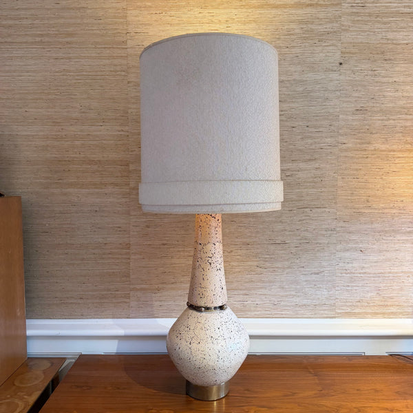 Mid Century Modern Tall Cork and Brass Table Lamp