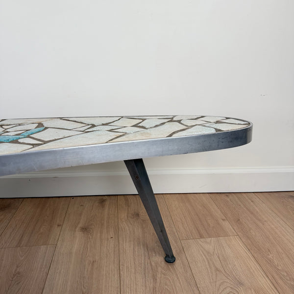 Mid Century Modern Mosaic Tile Kidney Bean Coffee Table