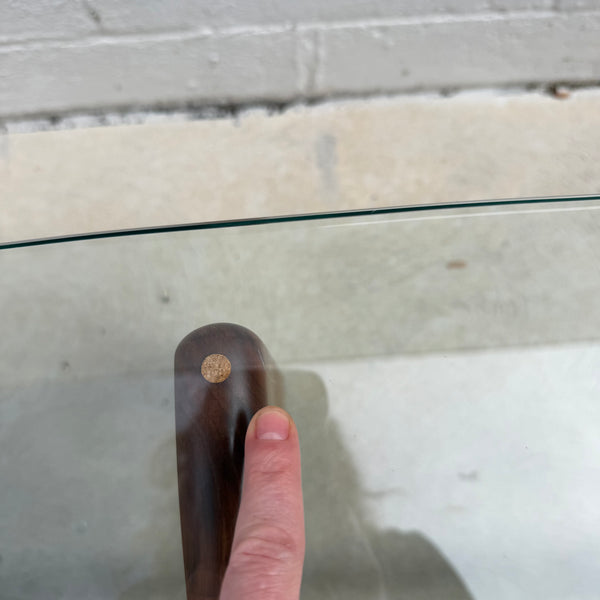 Adrian Pearsall “Ribbon” Walnut and Glass Coffee Table