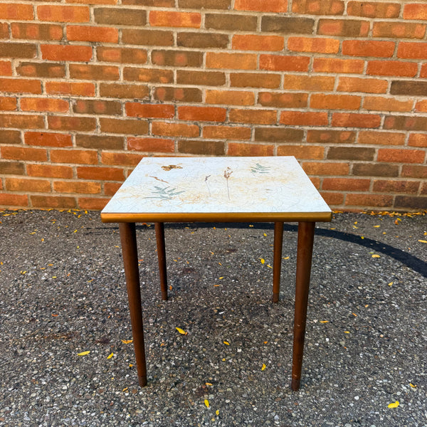 Vintage Mid-Century Modern Botanical Butterfly Laminate Side Table