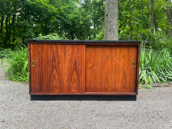 Mid-Century Modern Rosewood Cabinet with Black Stone