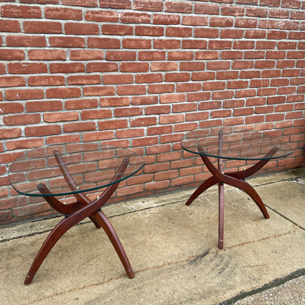 Pair of Forest Wilson Walnut and Glass Side Tables