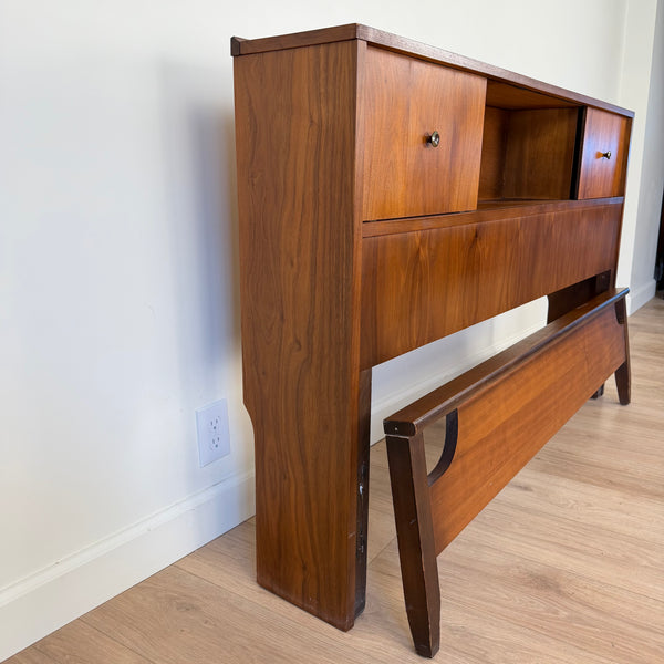 Mid Century Modern Harmony House Walnut Headboard and Footboard