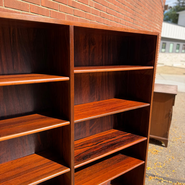 1960s Danish Modern Rosewood Bookcase with Adjustable Shelves