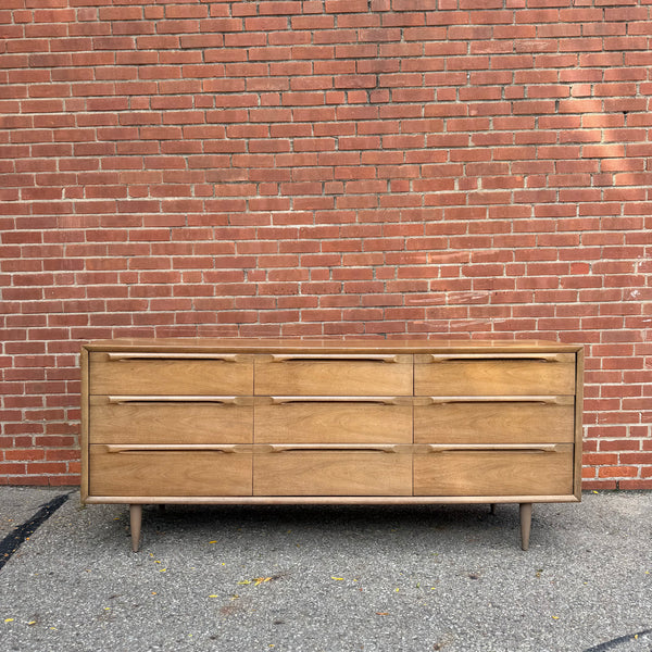Mid Century Modern Walnut 4-Piece Bedroom Set with Mirror – Dresser, Chest & Nightstands