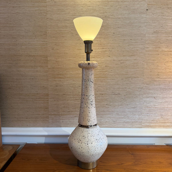 Mid Century Modern Tall Cork and Brass Table Lamp