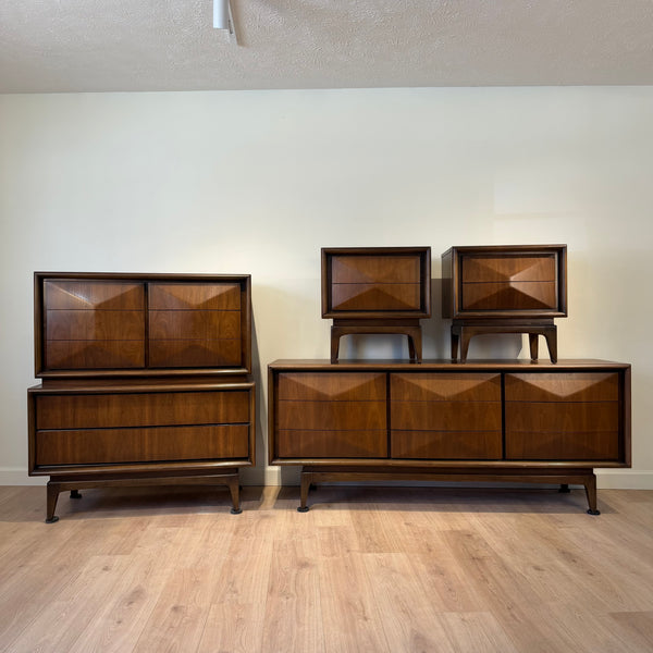 MCM Untied “Diamond” front Walnut Bedroom Set