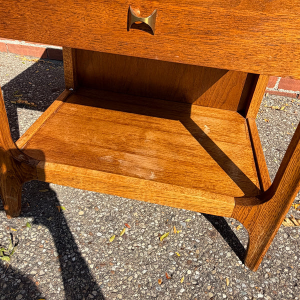 Broyhill Brasilia Mid-Century Modern Walnut & Brass Nightstand - Includes Reconditioning