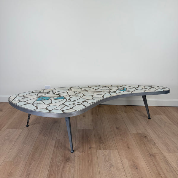 Mid Century Modern Mosaic Tile Kidney Bean Coffee Table