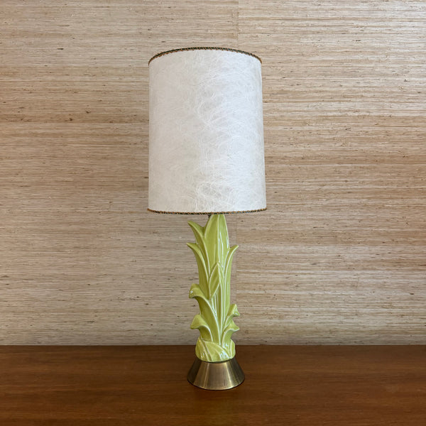 Mid Century Modern Ceramic and Brass 3-way Table Lamp