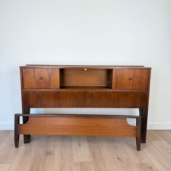 Mid Century Modern Harmony House Walnut Headboard and Footboard