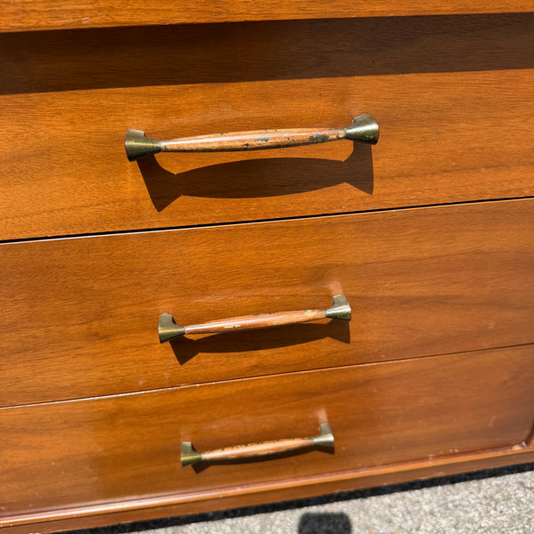 Kent Coffey Perspecta Walnut Hutch China Cabinet with Rosewood Pulls
