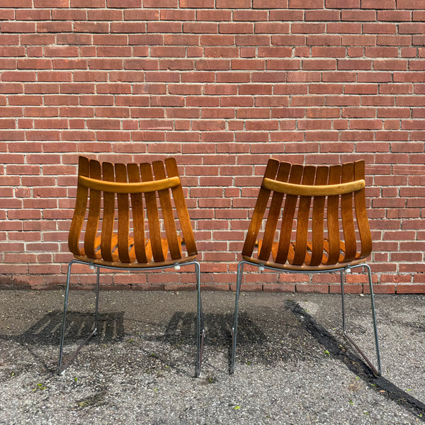 Pair of Hans Brattrud Teak Bentwood “Scandia” Chairs for Hove Mobler