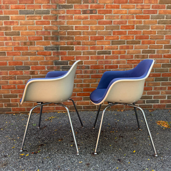 Pair of Vintage Krueger Metal Products Fiberglass Upholstered Shell Armchairs