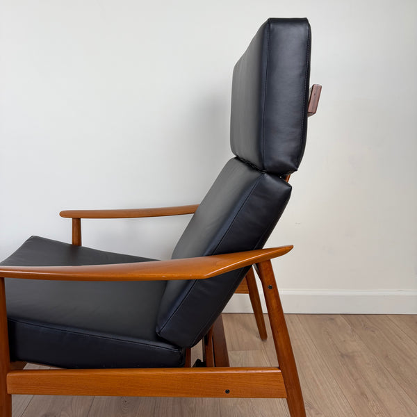 Arne Vodder for France and Son FD164 Reclining Teak Lounge Chair with Ottoman