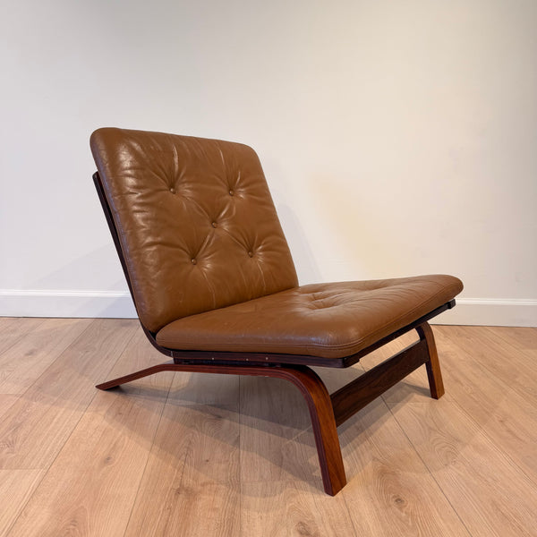 Sohheim for Rybo Rykken Style Bent Rosewood and Leather Lounge Chair