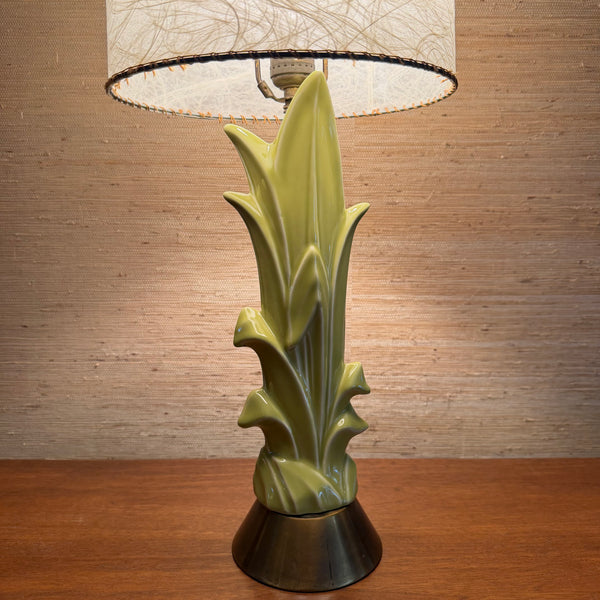 Mid Century Modern Ceramic and Brass 3-way Table Lamp