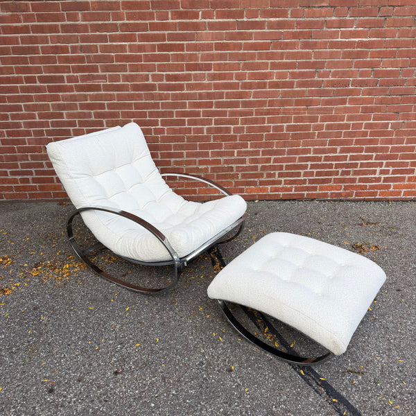 Vintage Renato Zevi for Selig “Ellipse” Rocking Lounge Chair and Ottoman, 1970s