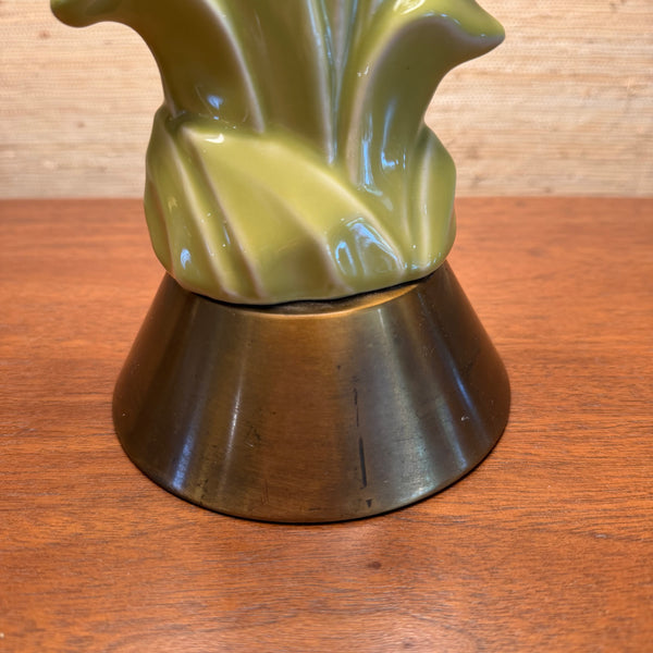 Mid Century Modern Ceramic and Brass 3-way Table Lamp