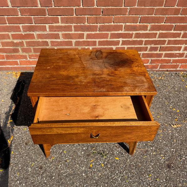Broyhill Brasilia Mid-Century Modern Walnut & Brass Nightstand - Includes Reconditioning