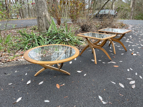 Round Coffee Table and Side Tables in Style of Forest Wilson