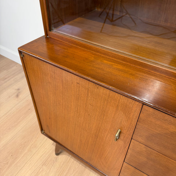 MCM R-Way Mahogany Petite Hutch with Sliding Glass Doors