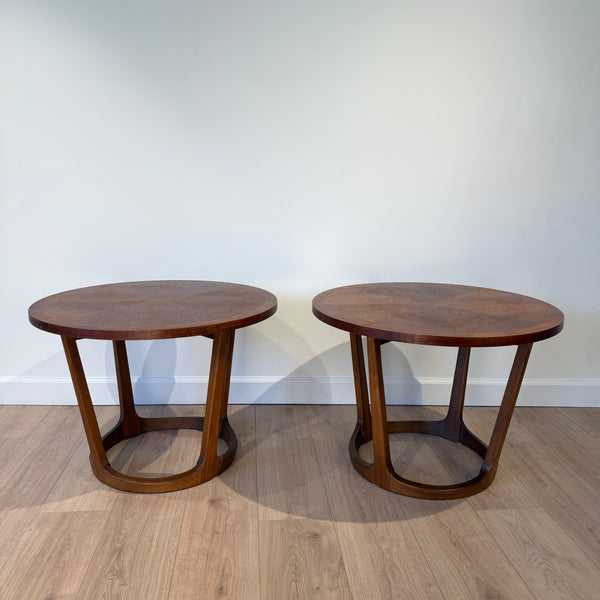 1960s Pair of Lane Rhythm Round End Tables