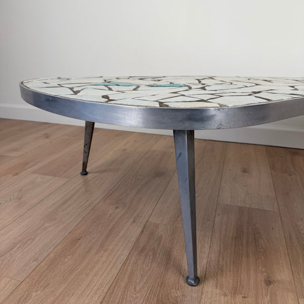 Mid Century Modern Mosaic Tile Kidney Bean Coffee Table