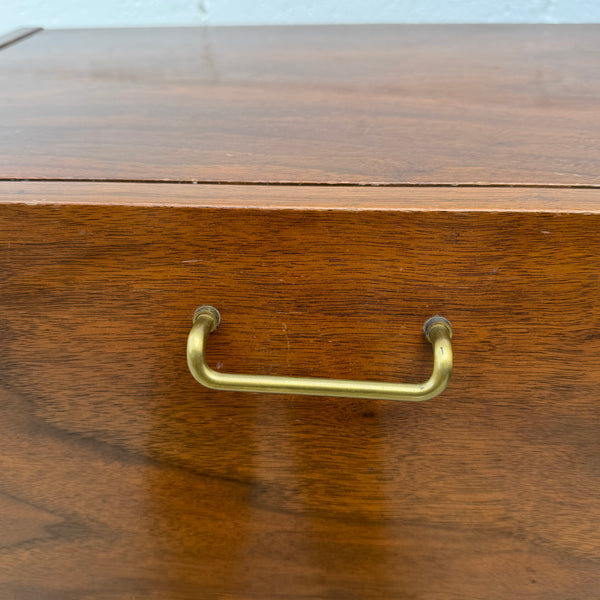 Pair of American of Martinsville “Dania” Walnut Drop-Down Nightstands
