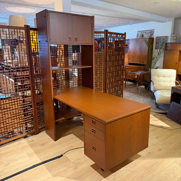 Mid-Century Modern Yugoslavian Teak Desk with Bookshelf