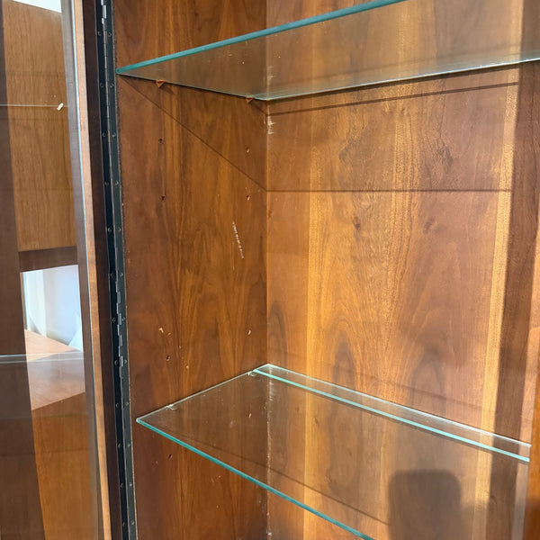 Vintage Tobago Brutalist Mid-Century Modern Walnut Display Cabinet on Custom Legs