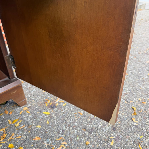 Vintage Mid-Century Modern Walnut Flip-Top Bar & Storage Cabinet on Casters