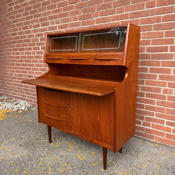 1960s Danish Modern Teak Secretary Desk Hutch by Sejling Skabe N.P. Nielsen