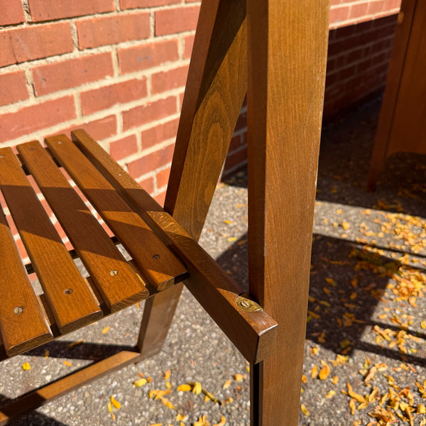 1960s Romanian Mid-Century Modern Walnut Drop-Leaf Hideaway Dining Table & 4 Folding Chairs